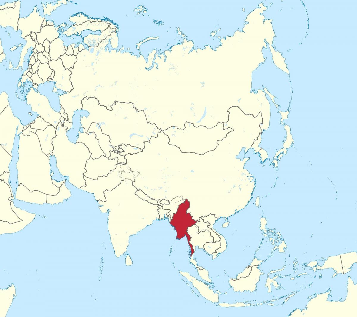 世界地図ミャンマービルマ
