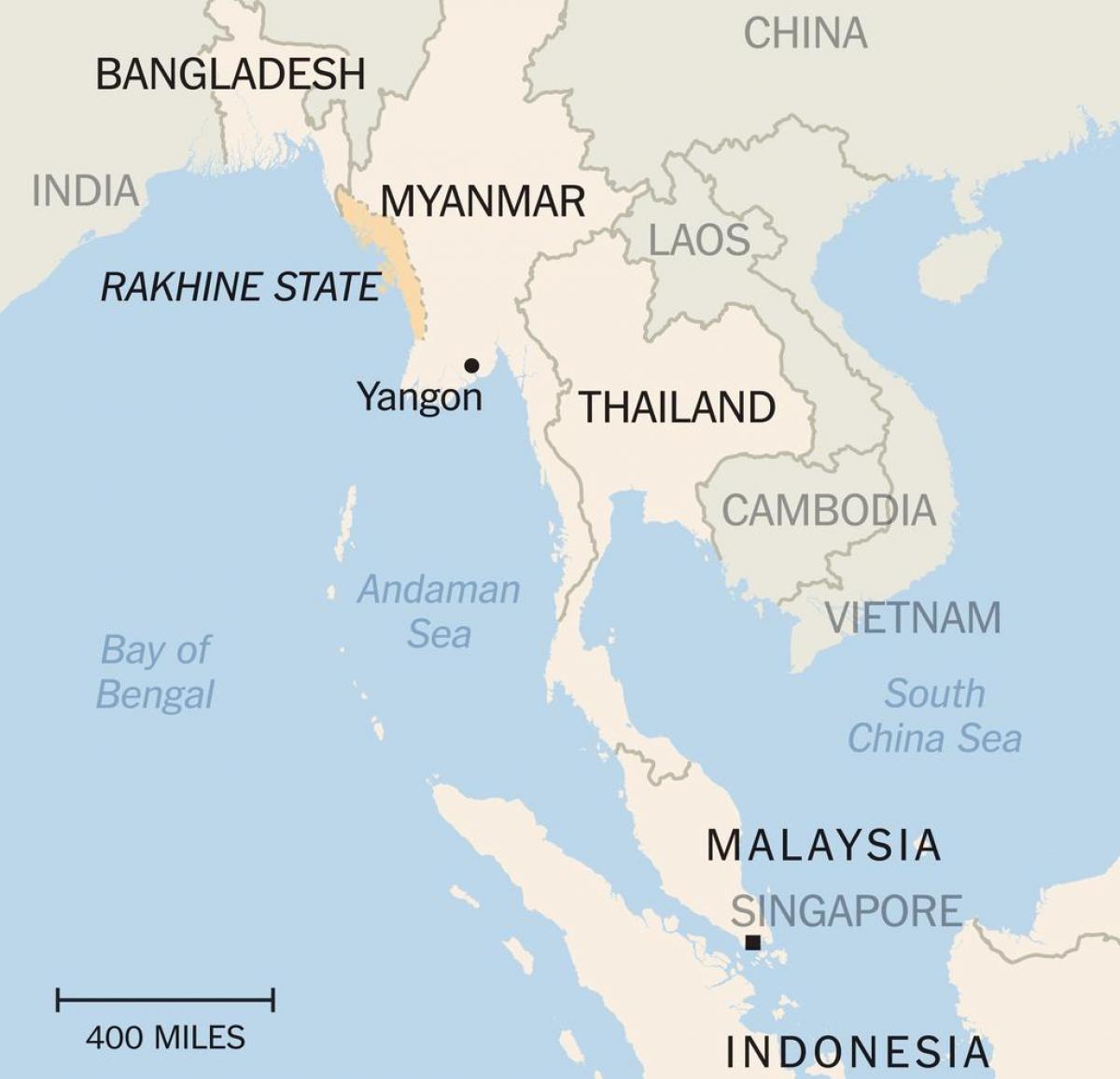 ラカイン州のミャンマーの地図