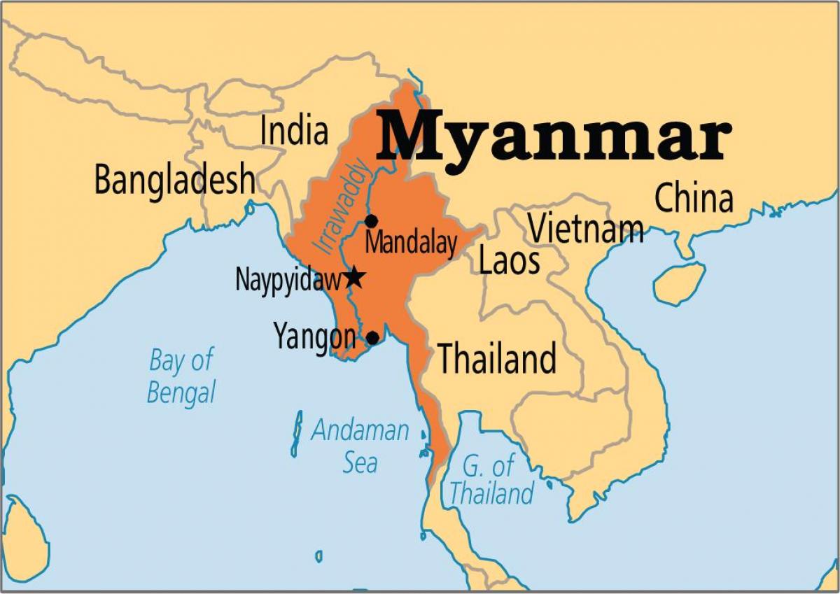 場所ミャンマーの世界地図