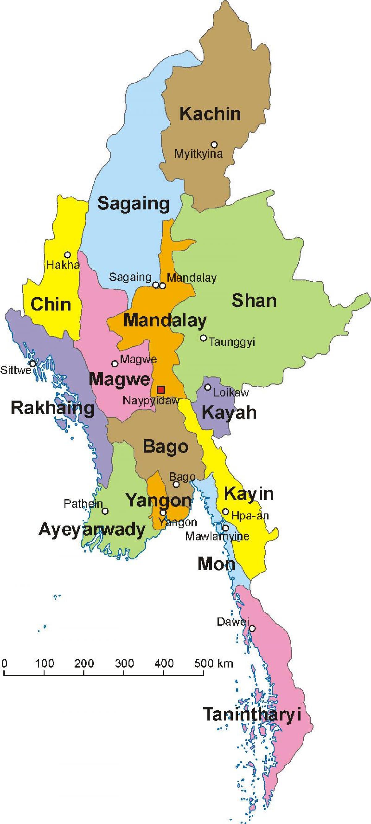 ミャンマーの地図画像-地図ミャンマーの画(東南アジア-アジア）