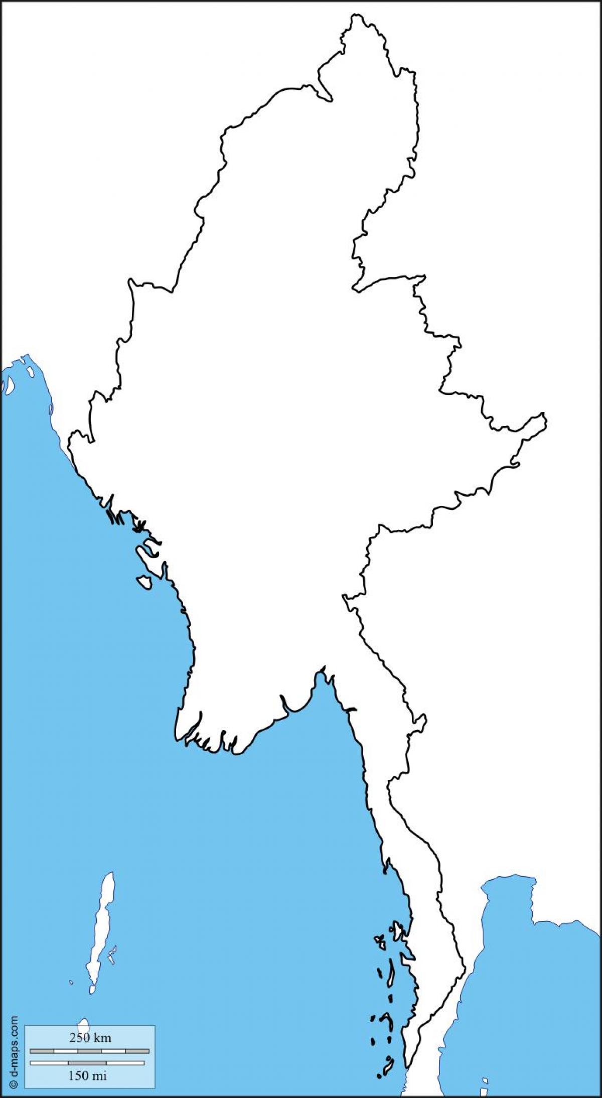 ミャンマーの白地図 ミャンマーの地図を空白 東南アジア アジア
