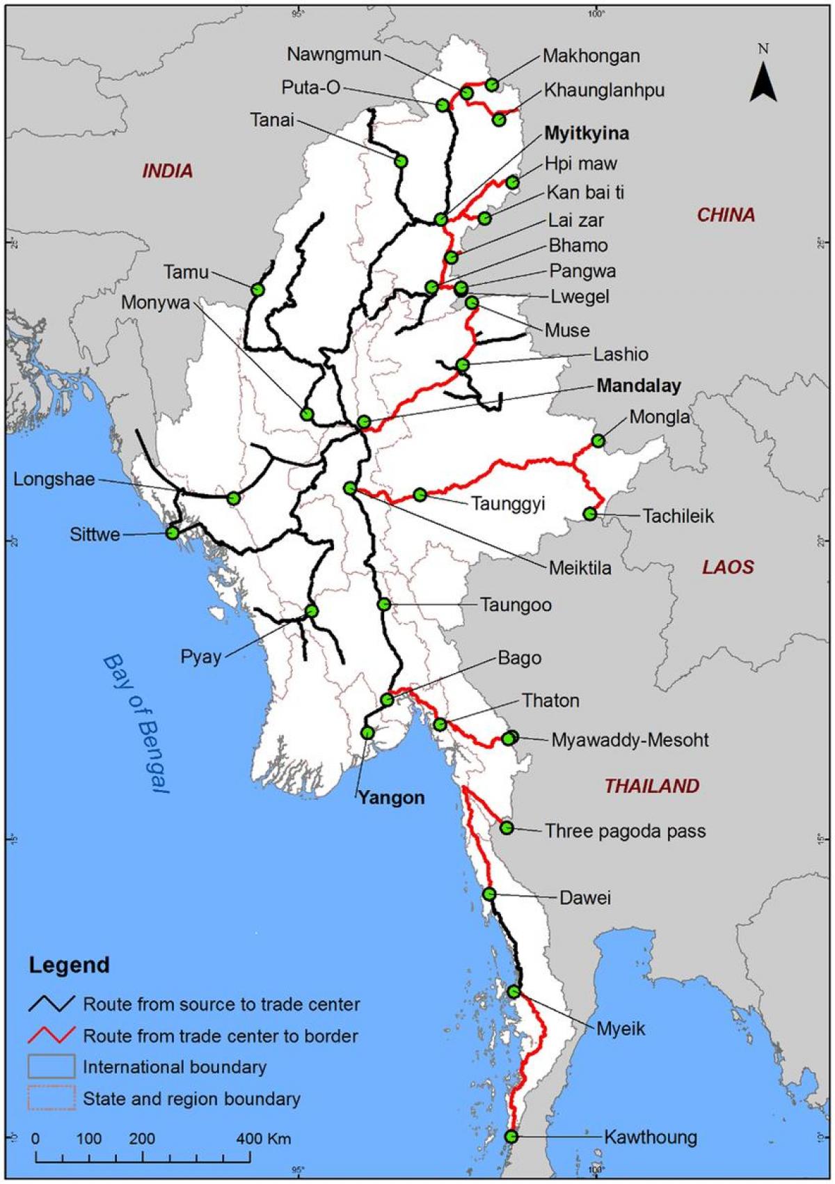 ミャンマー道路地図詳細